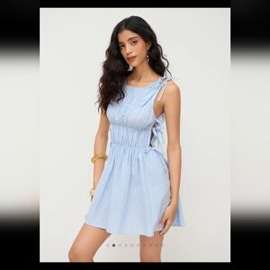 NWT CIDER Cotton Boat-Neck Striped Mini Dress